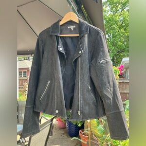 Francesca’s Mi Ami Dark Grey Faux Suede Moto Jacket